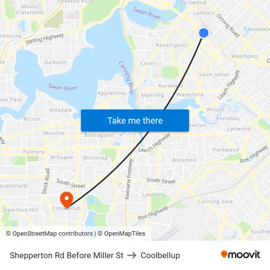 Shepperton Rd Before Miller St to Coolbellup map