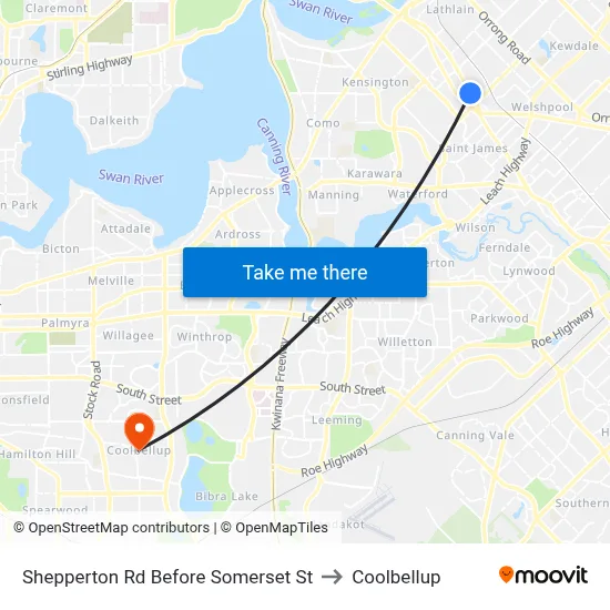 Shepperton Rd Before Somerset St to Coolbellup map