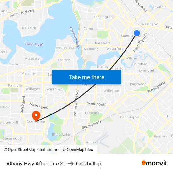 Albany Hwy After Tate St to Coolbellup map