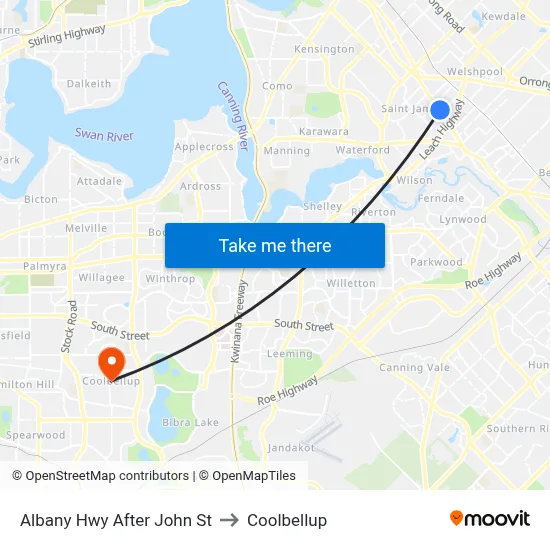 Albany Hwy After John St to Coolbellup map