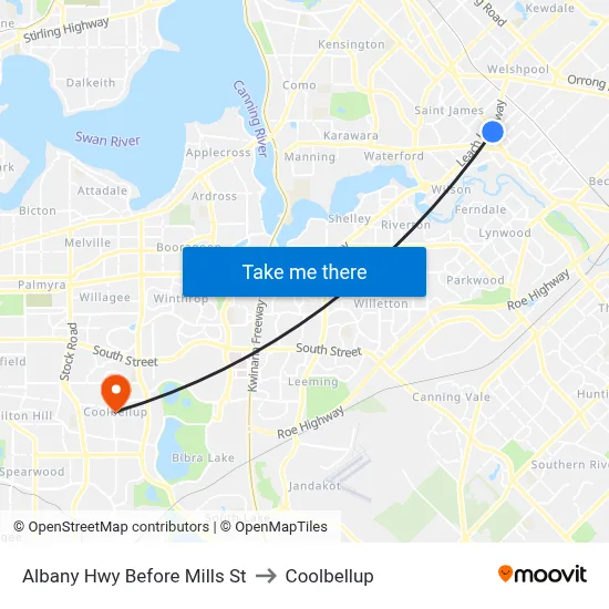 Albany Hwy Before Mills St to Coolbellup map