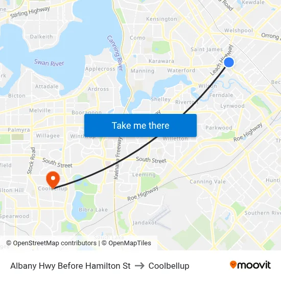 Albany Hwy Before Hamilton St to Coolbellup map