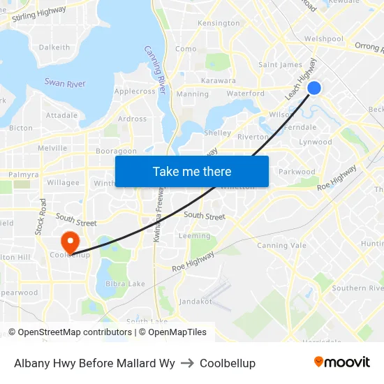 Albany Hwy Before Mallard Wy to Coolbellup map