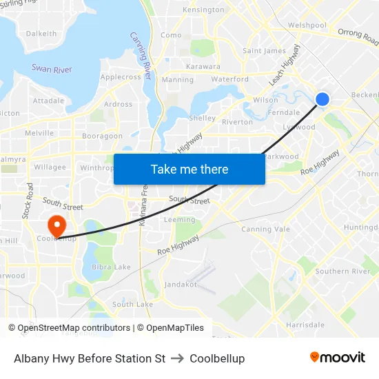 Albany Hwy Before Station St to Coolbellup map