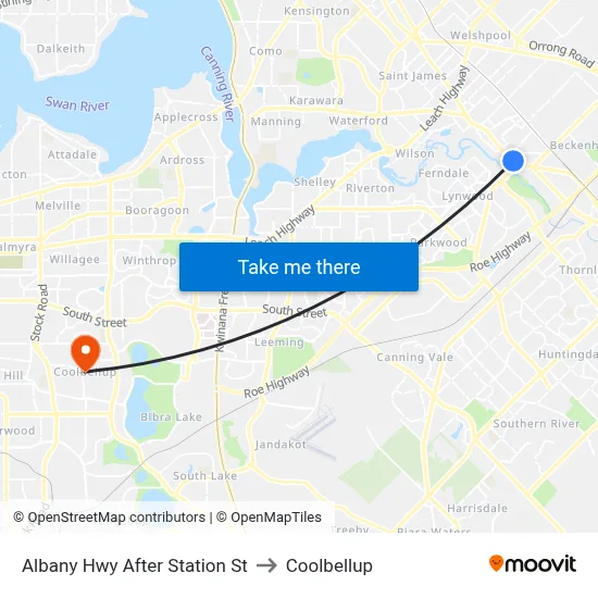 Albany Hwy After Station St to Coolbellup map