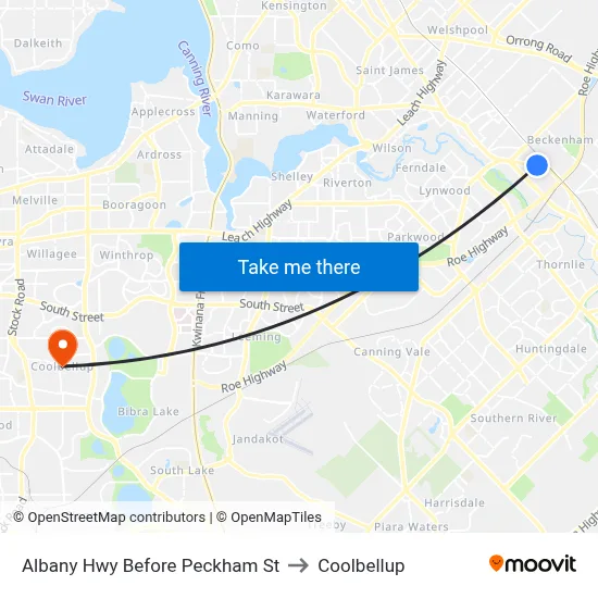 Albany Hwy Before Peckham St to Coolbellup map