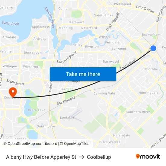 Albany Hwy Before Apperley St to Coolbellup map