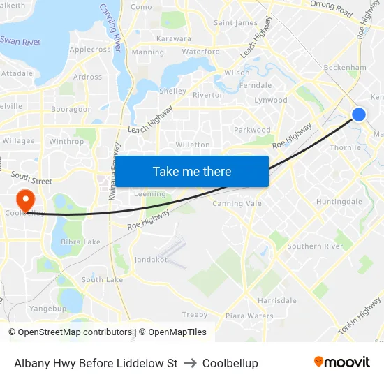Albany Hwy Before Liddelow St to Coolbellup map