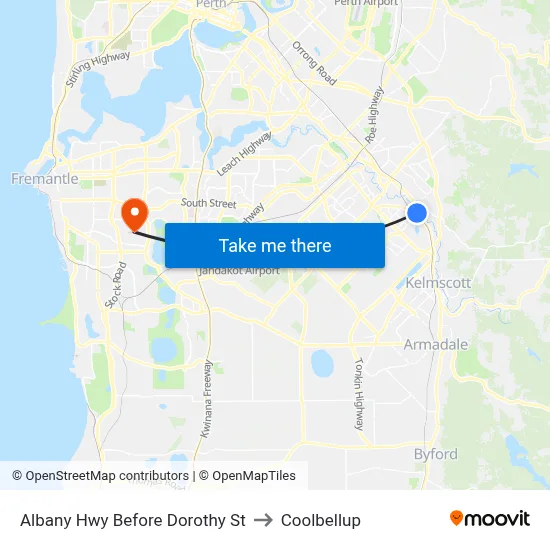 Albany Hwy Before  Dorothy  St to Coolbellup map