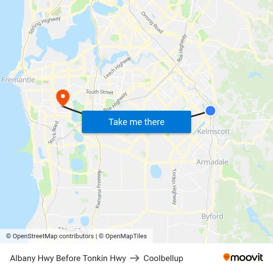 Albany Hwy Before Tonkin Hwy to Coolbellup map