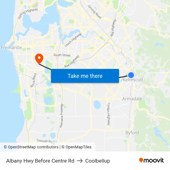Albany Hwy Before Centre Rd to Coolbellup map