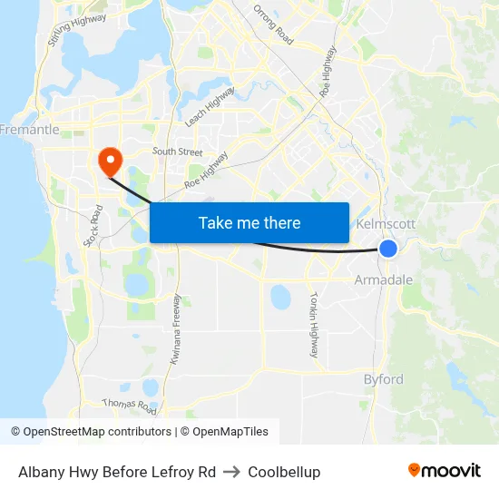 Albany Hwy Before Lefroy Rd to Coolbellup map