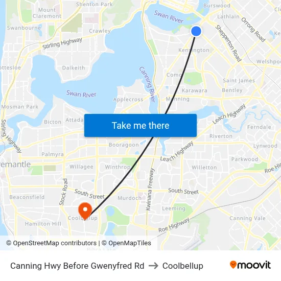 Canning Hwy Before Gwenyfred Rd to Coolbellup map