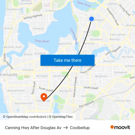 Canning Hwy After Douglas Av to Coolbellup map