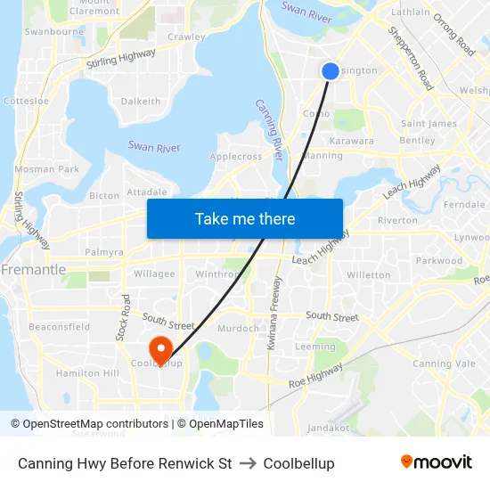 Canning Hwy Before Renwick St to Coolbellup map