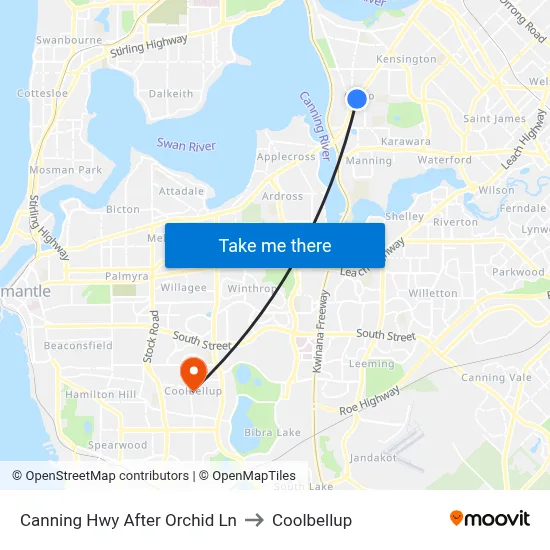 Canning Hwy After Orchid Ln to Coolbellup map