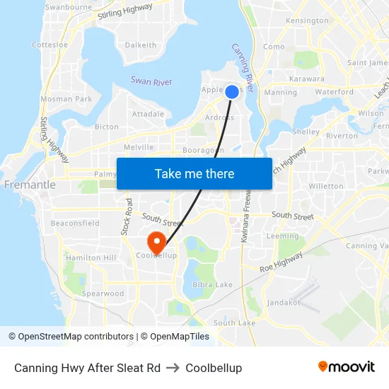 Canning Hwy After Sleat Rd to Coolbellup map