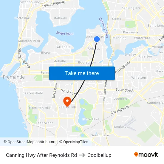 Canning Hwy After Reynolds Rd to Coolbellup map