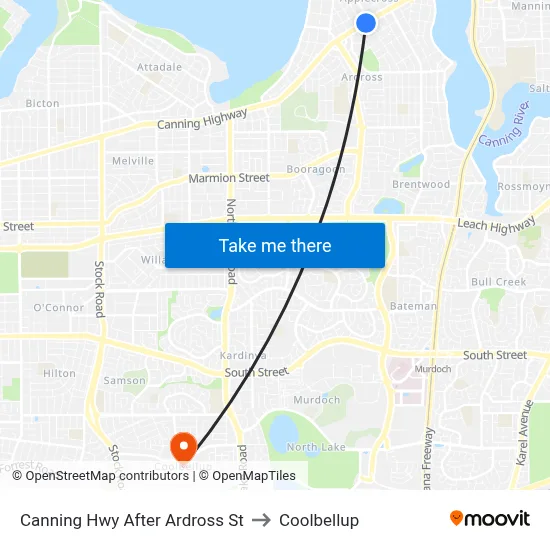 Canning Hwy After Ardross St to Coolbellup map