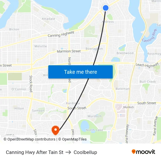 Canning Hwy After Tain St to Coolbellup map