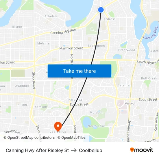 Canning Hwy After Riseley St to Coolbellup map