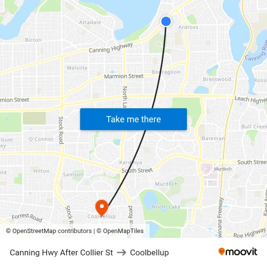 Canning Hwy After Collier St to Coolbellup map