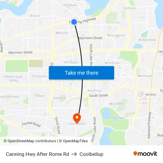 Canning Hwy After Rome Rd to Coolbellup map