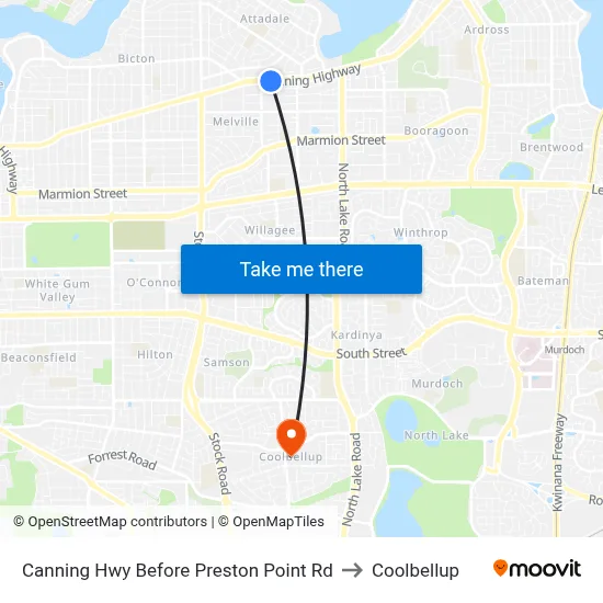Canning Hwy Before Preston Point Rd to Coolbellup map