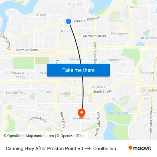 Canning Hwy After Preston Point Rd to Coolbellup map