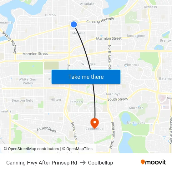 Canning Hwy After Prinsep Rd to Coolbellup map