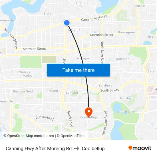 Canning Hwy After Moreing Rd to Coolbellup map