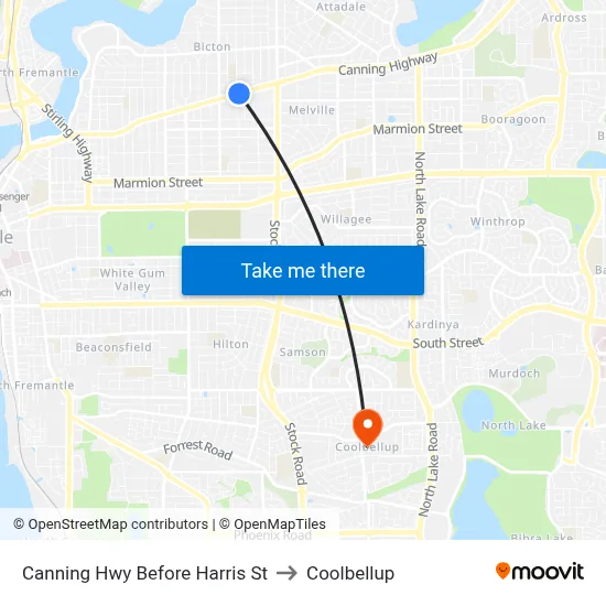 Canning Hwy Before Harris St to Coolbellup map