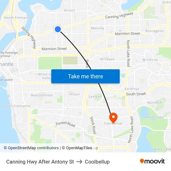 Canning Hwy After Antony St to Coolbellup map