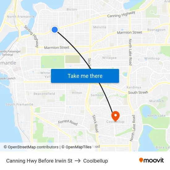Canning Hwy Before Irwin St to Coolbellup map
