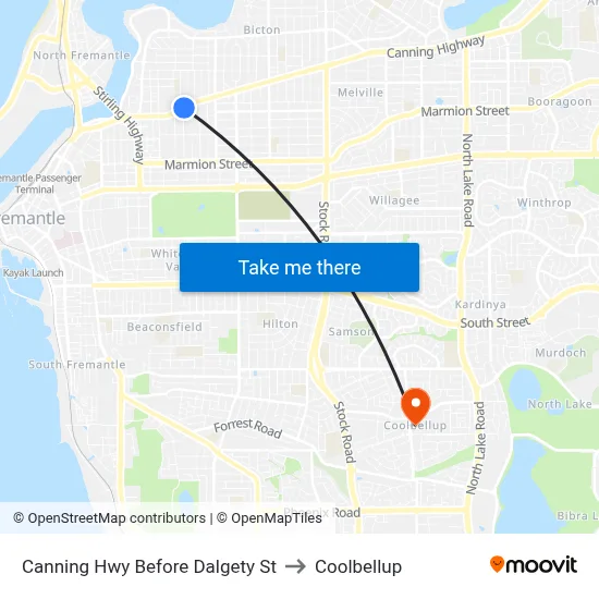 Canning Hwy Before Dalgety St to Coolbellup map