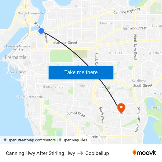 Canning Hwy After Stirling Hwy to Coolbellup map