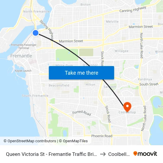 Queen Victoria St - Fremantle Traffic Bridge to Coolbellup map