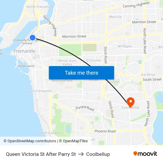 Queen Victoria St After Parry St to Coolbellup map