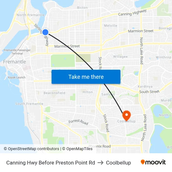 Canning Hwy Before Preston Point Rd to Coolbellup map