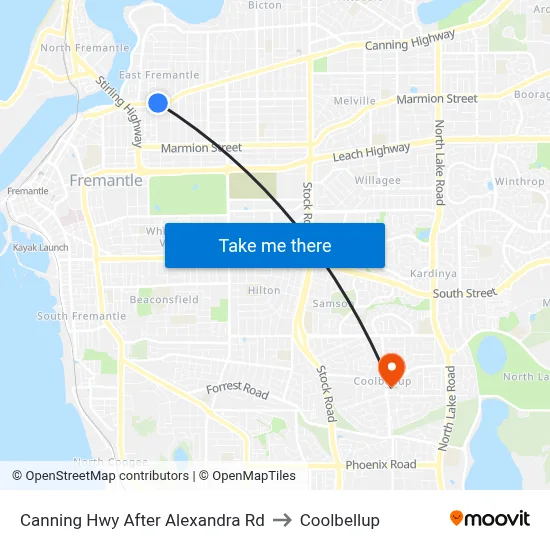 Canning Hwy After Alexandra Rd to Coolbellup map