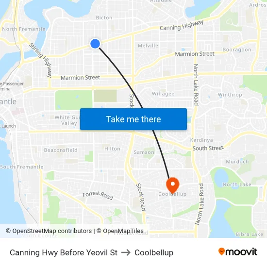 Canning Hwy Before Yeovil St to Coolbellup map