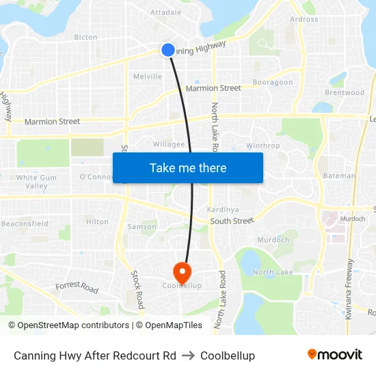 Canning Hwy After Redcourt Rd to Coolbellup map