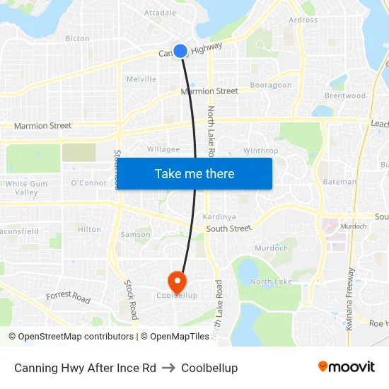 Canning Hwy After Ince Rd to Coolbellup map