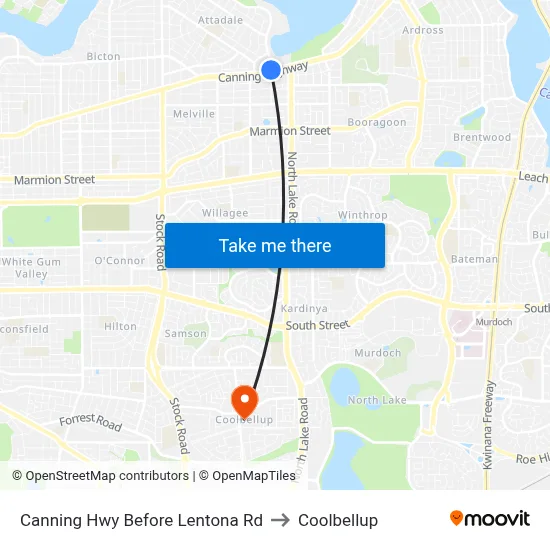 Canning Hwy Before Lentona Rd to Coolbellup map