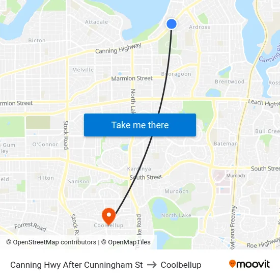 Canning Hwy After Cunningham St to Coolbellup map