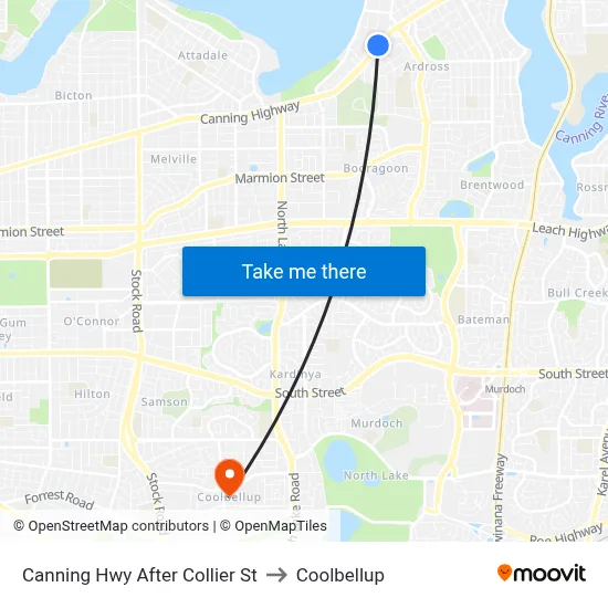 Canning Hwy After Collier St to Coolbellup map