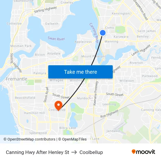 Canning Hwy After Henley St to Coolbellup map