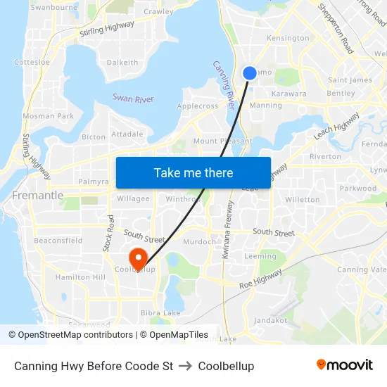Canning Hwy Before Coode St to Coolbellup map