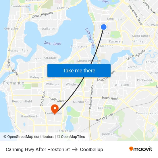 Canning Hwy After Preston St to Coolbellup map