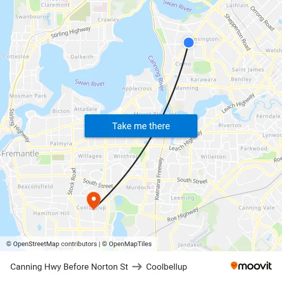 Canning Hwy Before Norton St to Coolbellup map